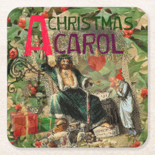 Dessous-de-verre Carré En Papier Fantôme de Noël Illustration actuelle Scrooge