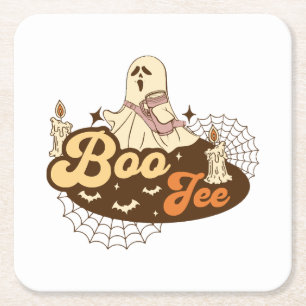 Dessous-de-verre Carré En Papier Fantôme drôle d'Halloween Boo-Jee