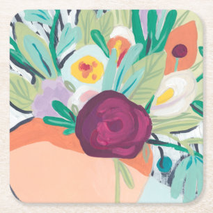 Dessous-de-verre Carré En Papier Fauvist Floral II