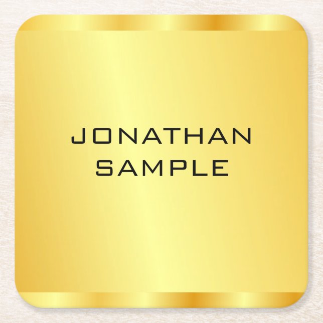 Dessous-de-verre Carré En Papier Faux Gold Modern Elegant Modèle professionnel (Devant)