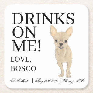 Dessous-de-verre Carré En Papier Fawn Tan Chihuahua Mariage