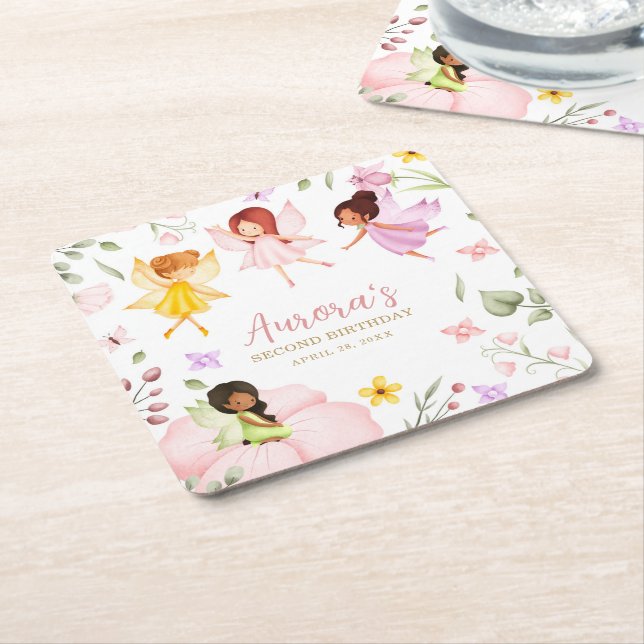 Dessous-de-verre Carré En Papier Fée magique Princesse enchantée Jardin Anniversair (Incliné)