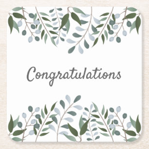 Dessous-de-verre Carré En Papier Félicitations Eucalyptus Green Floral