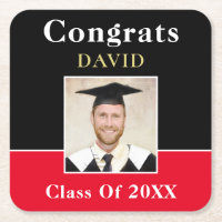 Félicitations Nom Grad Photo Black Red Gold inform