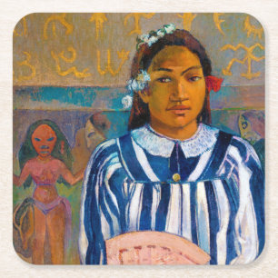 Dessous-de-verre Carré En Papier Femme au éventail, Gauguin