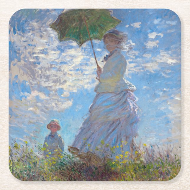 Dessous-de-verre Carré En Papier Femme avec Parasol, Monet (Devant)