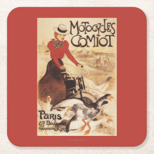 Dessous-de-verre Carré En Papier Femme de Comiot Motocycles et affiche de promo