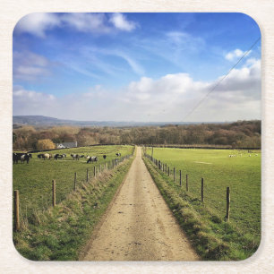 Dessous-de-verre Carré En Papier Fermes   Français Camptryside Dirt Road