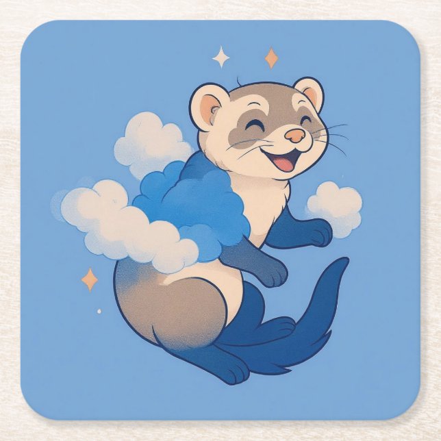 Dessous-de-verre Carré En Papier Ferret (Devant)