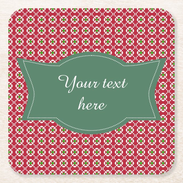 Dessous-de-verre Carré En Papier Festive Rouge Vert Motif Noël (Devant)