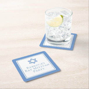 Dessous-de-verre Carré En Papier Fête bat mitzvah lumière étoile bleue de David