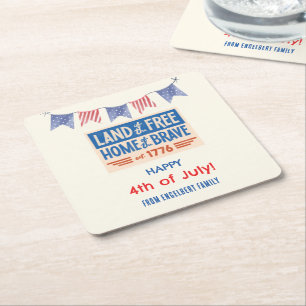 Dessous-de-verre Carré En Papier Fête BBQ Patriotique Américaine 4 juillet Invités