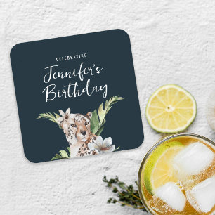 Dessous-de-verre Carré En Papier Fête d'anniversaire adulte de la jungle sauvage lé