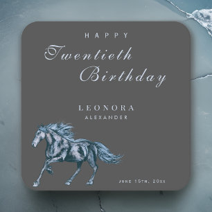 Dessous-de-verre Carré En Papier Fête d'anniversaire Cheval Mystique Aquarelle