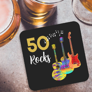 Dessous-de-verre Carré En Papier Fête d'anniversaire des 50 ans de 50 Rocks