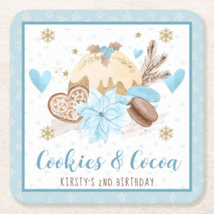 Dessous-de-verre Carré En Papier Fête d'anniversaire des Blue Cookies & Cocoa pour