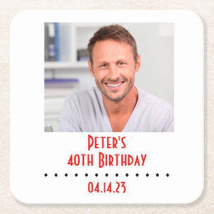 Dessous-de-verre Carré En Papier Fête d'anniversaire faite sur commande de photo