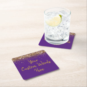 Dessous-de-verre Carré En Papier Fête d'anniversaire personnalisée violette
