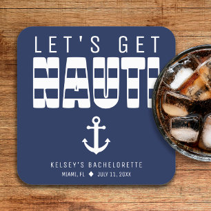 Dessous-de-verre Carré En Papier Fête de Bachelorette Bleue Nauti