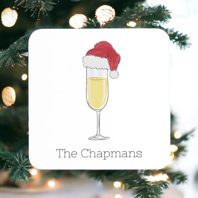 Dessous-de-verre Carré En Papier Fête de champagne Noël Santa Hat (Créateur téléchargé)