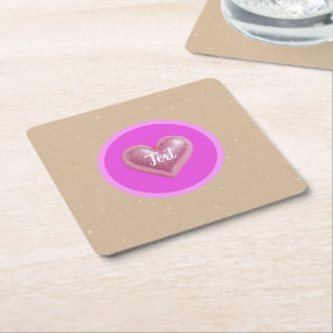 Dessous-de-verre Carré En Papier Fête de Fiançailles Rose