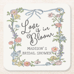 Dessous-de-verre Carré En Papier Fête de Jardin de Printemps Floral Pastel Enterrem