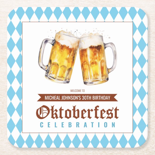 Dessous-de-verre Carré En Papier Fête de la bière Oktoberfest fête d'anniversaire (Devant)