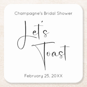 Dessous-de-verre Carré En Papier Fête de mariage Moderne Script Let's Toast