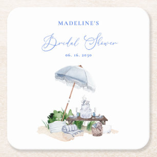 Dessous-de-verre Carré En Papier Fête des mariées de pique-nique de la plage côtièr
