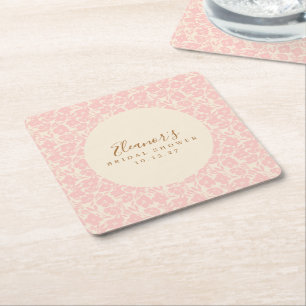 Dessous-de-verre Carré En Papier Fête des mariées de script vintage rose floral per