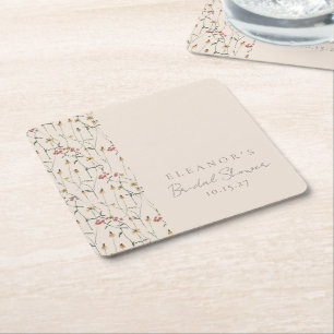 Dessous-de-verre Carré En Papier Fête des mariées florale Fleur sauvage lunaire