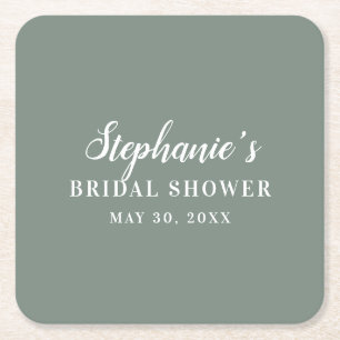 Dessous-de-verre Carré En Papier Fête des mariées minimaliste verte et blanche