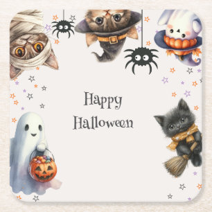 Dessous-de-verre Carré En Papier Fête d'Halloween pour enfants mignons