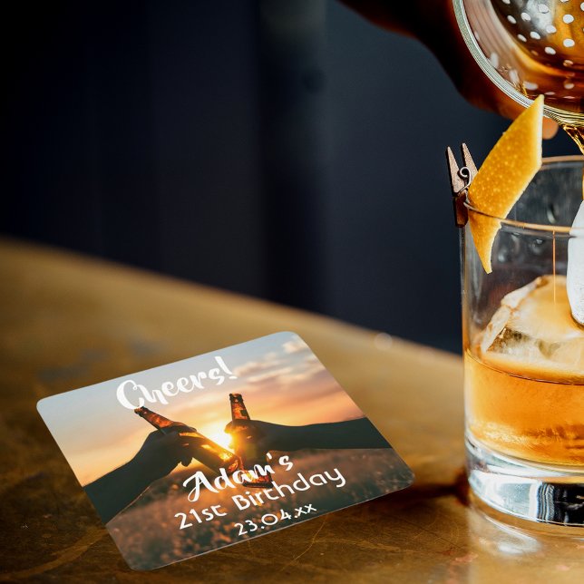 Dessous-de-verre Carré En Papier fête du 21e anniversaire pour les gars encourage l (Créateur téléchargé)