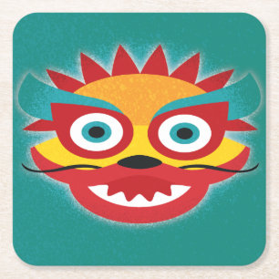 Dessous-de-verre Carré En Papier Fête du Nouvel An du Dragon chinois