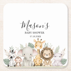 Dessous-de-verre Carré En Papier Fête minimale aventure Animaux de la forêt Bébé