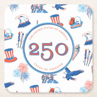 Dessous-de-verre Carré En Papier Fête patriotique aquarelle du 250e 4 juillet