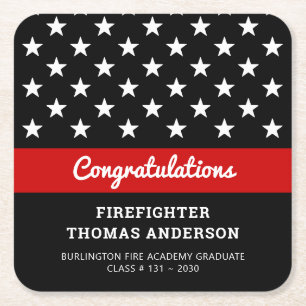 Dessous-de-verre Carré En Papier Feu de pompier gradué Mince Red Line