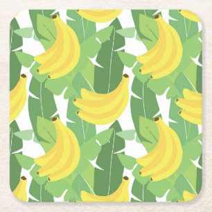 Dessous-de-verre Carré En Papier Feuille de banane et motif de fruit