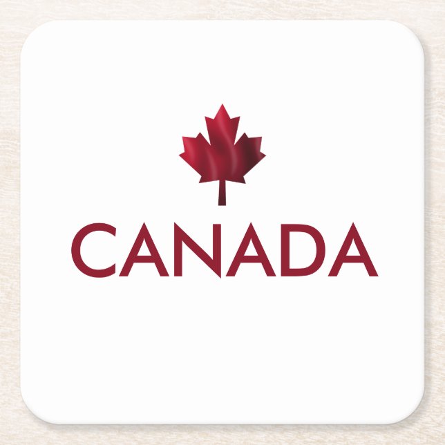 Dessous-de-verre Carré En Papier Feuille d'érable rouge du Canada (Devant)