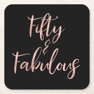 Dessous-de-verre Carré En Papier Feuille d'or rose cinquante et fabuleux