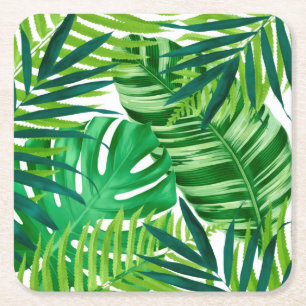 Dessous-de-verre Carré En Papier Feuille tropical vert
