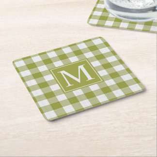 Dessous-de-verre Carré En Papier Feuille vert En vichy Citrouille personnalisé Moti