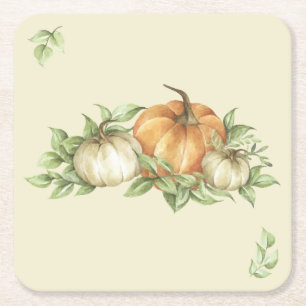 Dessous-de-verre Carré En Papier Feuilles Citrouilles de Thanksgiving