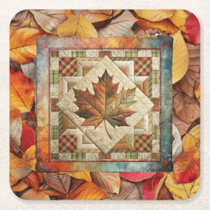 Dessous-de-verre Carré En Papier Feuilles d'automne Dessous de verre papier feuille