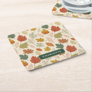 Dessous-de-verre Carré En Papier Feuilles d'automne personnalisées - Cosy Automne N