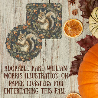 Dessous-de-verre Carré En Papier Feuilles de tamia d'automne de William Morris Baie