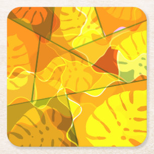DESSOUS-DE-VERRE CARRÉ EN PAPIER FEUILLES TROPICAUX ABSTRAITS