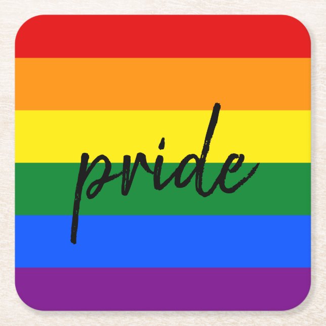 Dessous-de-verre Carré En Papier Fierté arc-en-ciel (Devant)