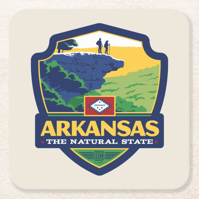 Dessous-de-verre Carré En Papier Fierté de l'État | Arkansas (Devant)